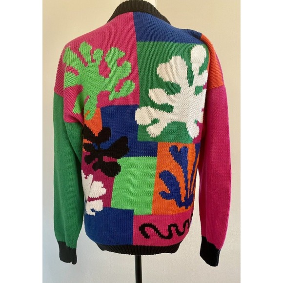 Vintage 90s Women’s Andina Matisse Handmade Peruvian Cotton Sweater Size Medium - Picture 4 of 9